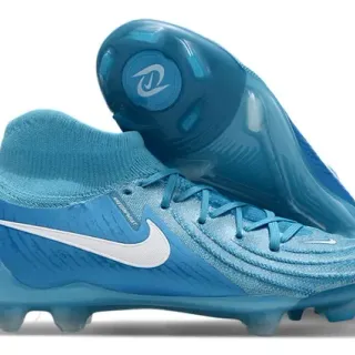 Nike Mercurial Blue White High-Cut Sock-Fit Collar Textured Knit Upper Firm-Ground Soccer Shoes