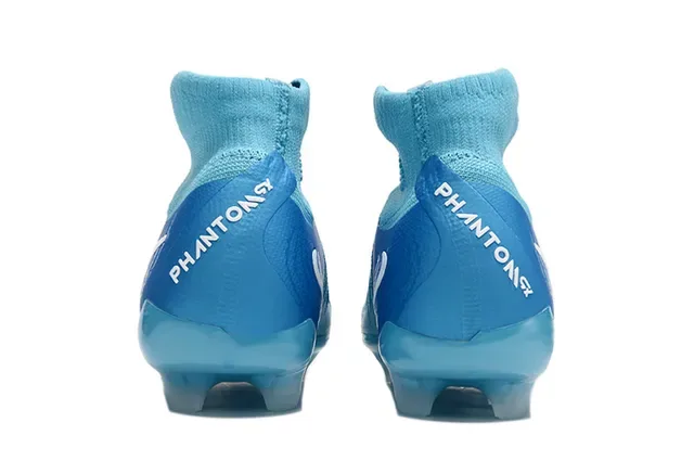 Nike Mercurial Chaussures de football Bleu Blanc Haut-Coupé Collet Ajusté Chaussette Tissu Texturisé Semelle Ferme 4