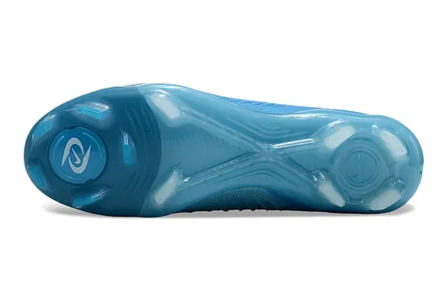 Nike Mercurial Chaussures de football Bleu Blanc Haut-Coupé Collet Ajusté Chaussette Tissu Texturisé Semelle Ferme 6