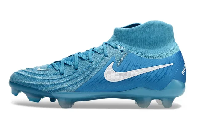 Nike Mercurial Chaussures de football Bleu Blanc Haut-Coupé Collet Ajusté Chaussette Tissu Texturisé Semelle Ferme 8