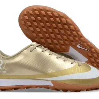 Nike Mercurial CR7 أحذية كرة القدم Turf ذهبي أبيض