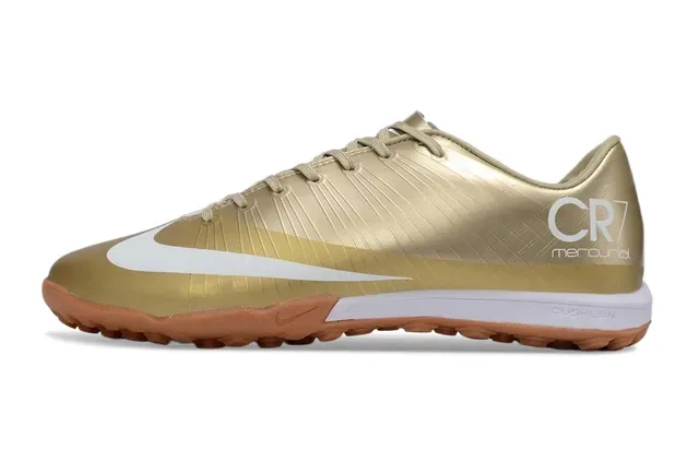 Nike Mercurial CR7 Chaussures de football Turf doré blanc 7