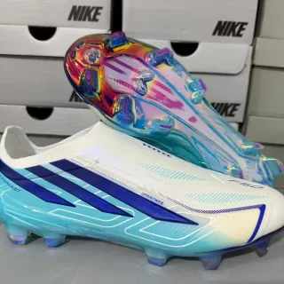 نيكي Mercurial F50 Hyperfast أبيض أزرق إيريديسنت Firm-Ground أحذية كرة القدم