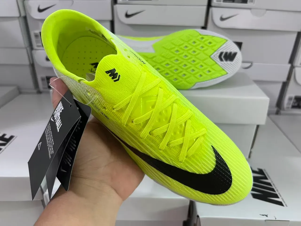 Nike Mercurial Flyweave Ultra Jaune Néon Noir Chaussures de football indoor 5