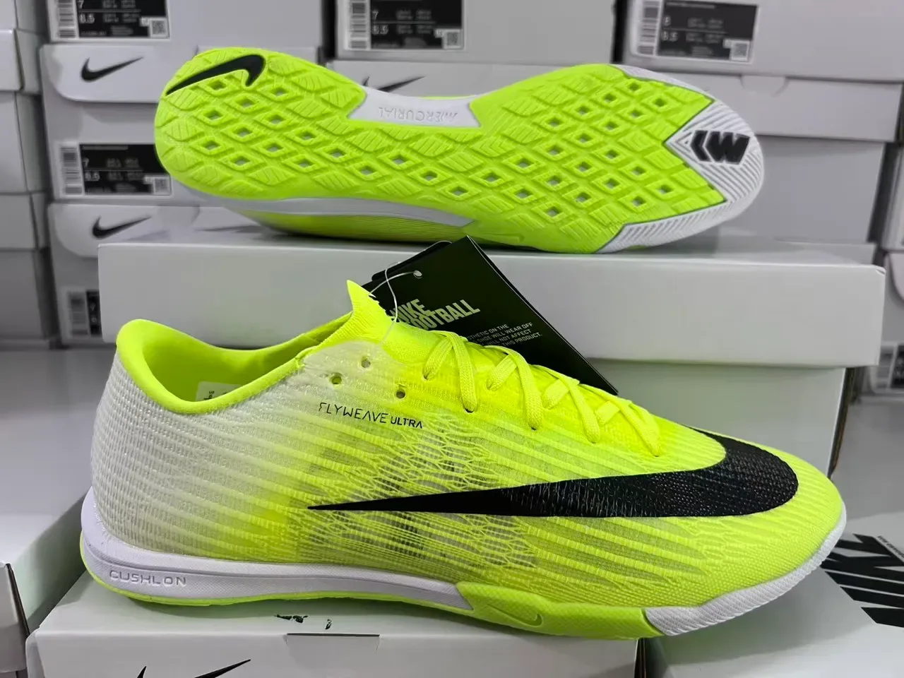 Nike Mercurial Flyweave Ultra Jaune Néon Noir Chaussures de football indoor 7