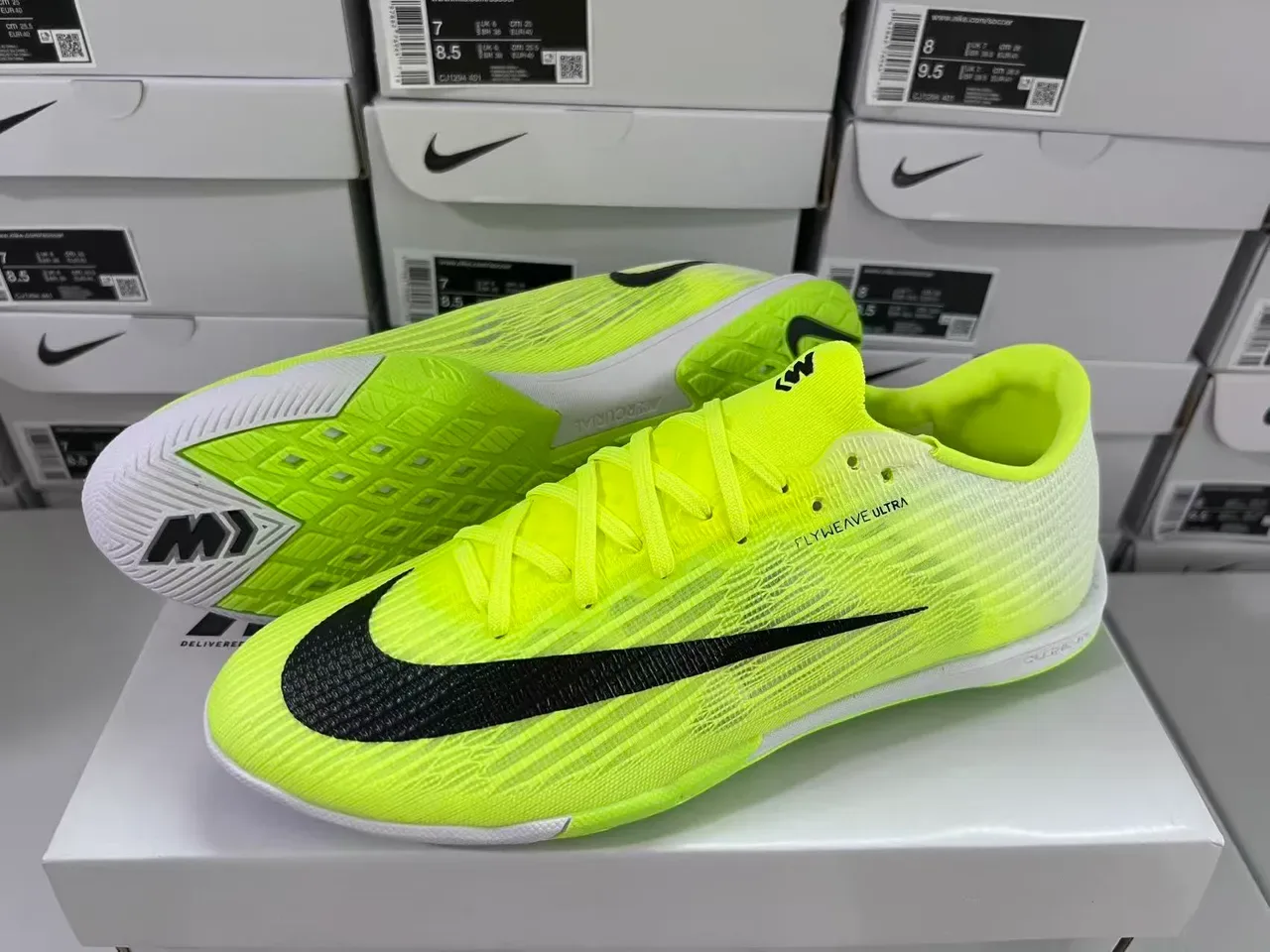 Nike Mercurial Flyweave Ultra Jaune Néon Noir Chaussures de football indoor 9