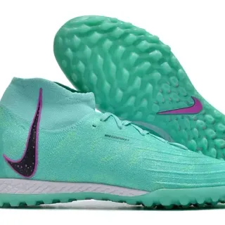 Nike Mercurial Superfly Green Purple High-Cut Sock-Fit Knit Upper Conical Studs Turf Soccer Shoes