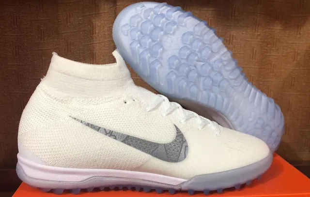 Nike Mercurial Superfly VI Elite TF White/Metallic Cool Grey Sapatos de futebol para gramado artificial 15