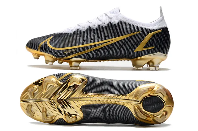 Nike Mercurial Vapor Preto e Dourado para gramado firme Sapatos de futebol 2