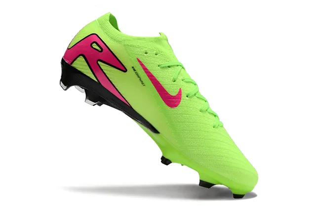 Nike Mercurial Vapor Green Pink Knit Upper Asymmetrical Lacing Firm-Ground Soccer Shoes 2