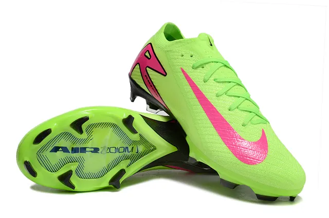 Nike Mercurial Vapor Green Pink Knit Upper Asymmetrical Lacing Firm-Ground Soccer Shoes 4