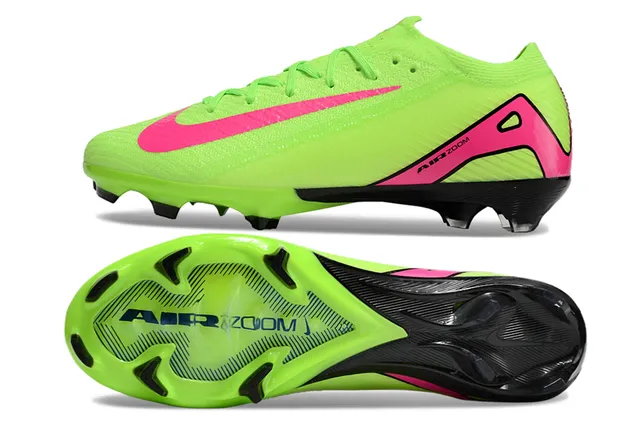 Nike Mercurial Vapor Green Pink Knit Upper Asymmetrical Lacing Firm-Ground Soccer Shoes 6