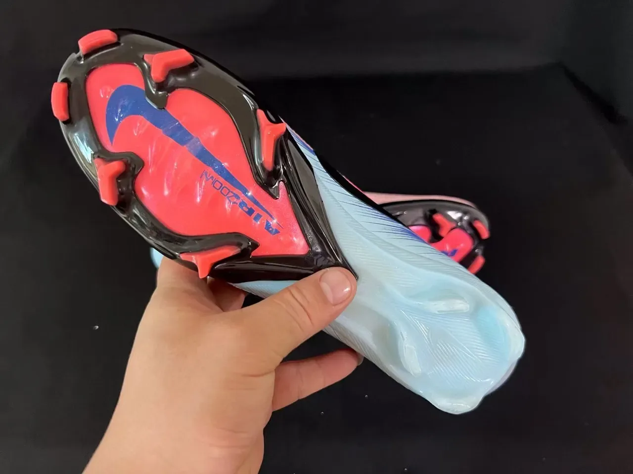Nike Mercurial Vapor Chuteiras de Futebol Rosa Azul Upper Knit Colar Baixo Firm-Ground 2