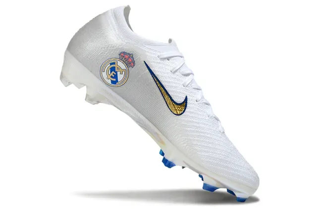 Nike Mercurial Vapor Blanc Doré Bleu Real Madrid Firm-Ground Chaussures de football 2