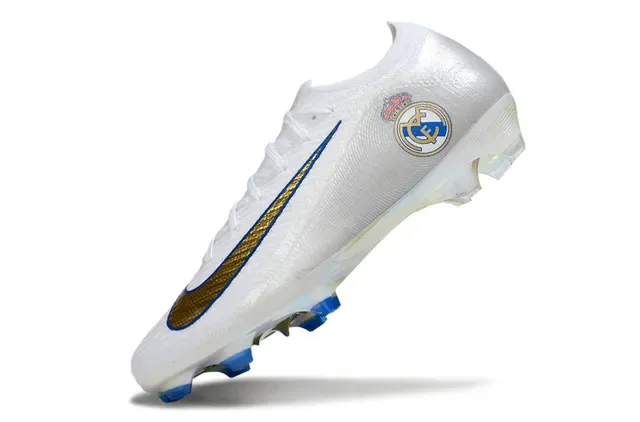 Nike Mercurial Vapor Blanc Doré Bleu Real Madrid Firm-Ground Chaussures de football 3