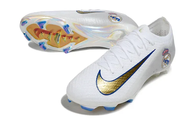Nike Mercurial Vapor Blanc Doré Bleu Real Madrid Firm-Ground Chaussures de football 4