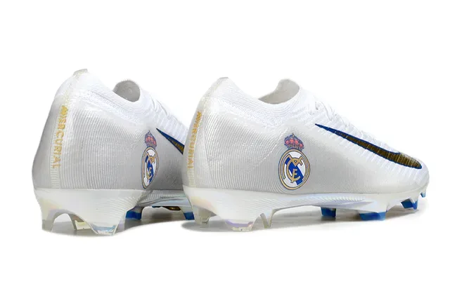 Nike Mercurial Vapor Blanc Doré Bleu Real Madrid Firm-Ground Chaussures de football 5