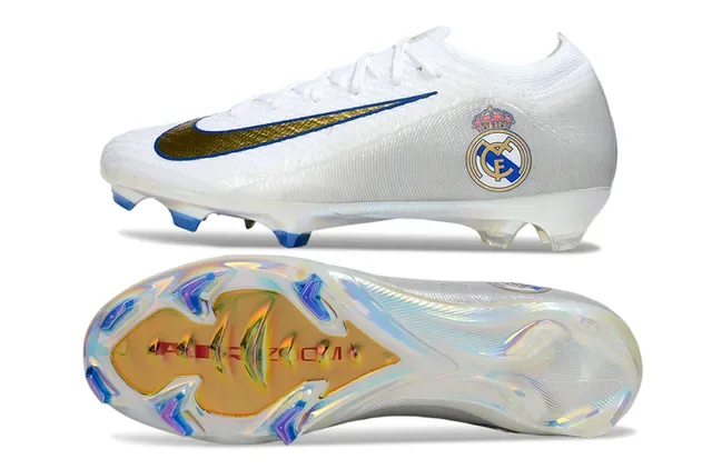 Nike Mercurial Vapor Blanc Doré Bleu Real Madrid Firm-Ground Chaussures de football 6