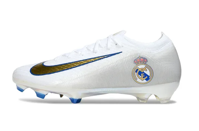 Nike Mercurial Vapor Blanc Doré Bleu Real Madrid Firm-Ground Chaussures de football 7