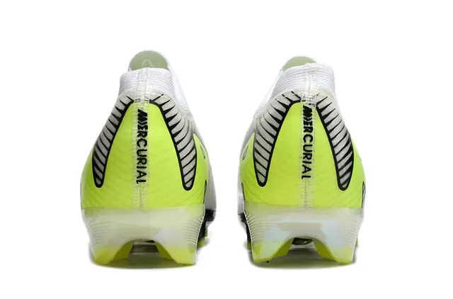 Nike Mercurial Vapor Zapatos de fútbol blanco verde upper knit cordones asimétricos superficie firme 3