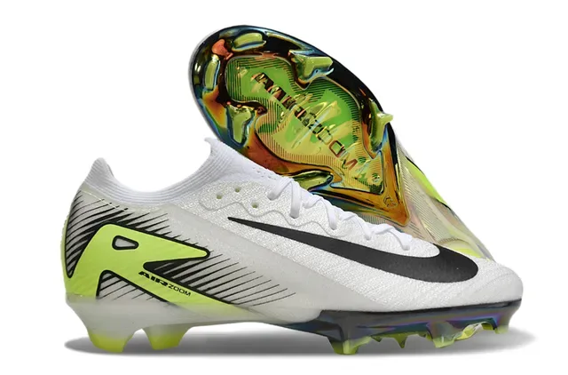 Nike Mercurial Vapor Zapatos de fútbol blanco verde upper knit cordones asimétricos superficie firme 4