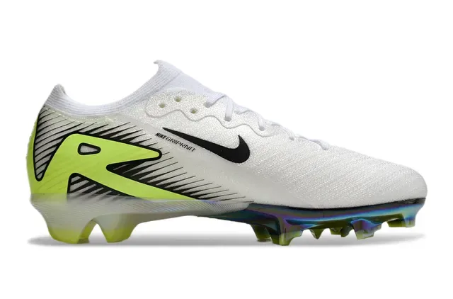 Nike Mercurial Vapor Zapatos de fútbol blanco verde upper knit cordones asimétricos superficie firme 7