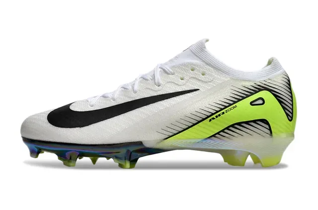 Nike Mercurial Vapor Zapatos de fútbol blanco verde upper knit cordones asimétricos superficie firme 8