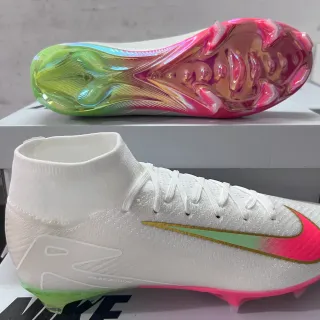 Nike Mercurial Vapor White Multicolor High-Cut Knit Upper Sock-Fit Collar Firm-Ground Soccer Shoes
