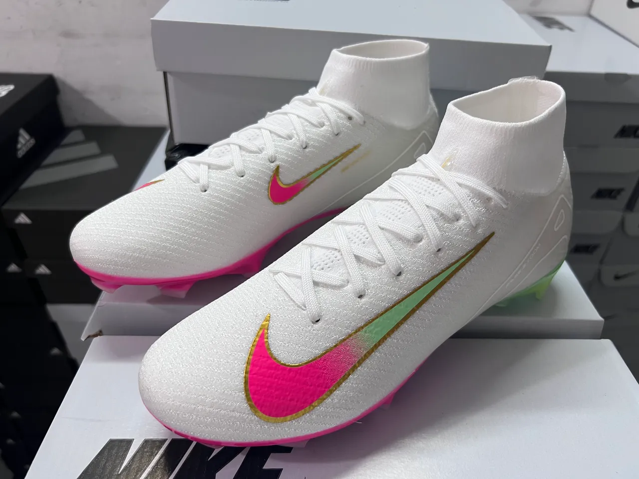 Nike Mercurial Vapor White Multicolor High-Cut Knit Upper Sock-Fit Collar Firm-Ground Soccer Shoes 2