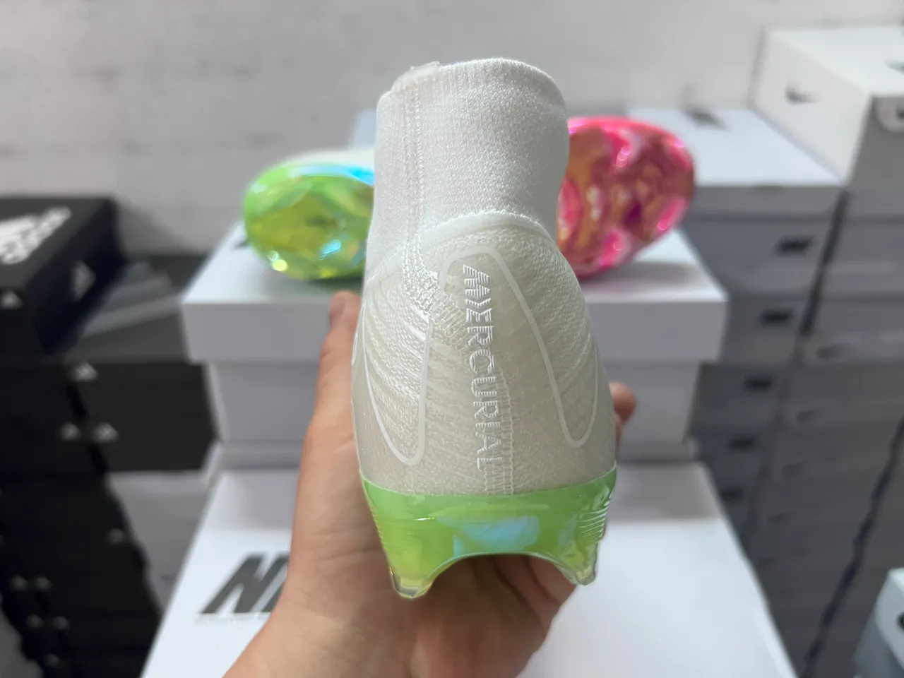 Nike Mercurial Vapor White Multicolor High-Cut Knit Upper Sock-Fit Collar Firm-Ground Soccer Shoes 8