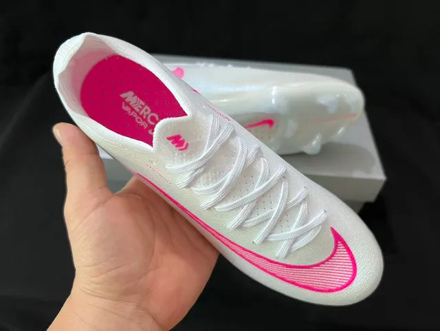 Nike Mercurial Vapor White Pink Atomknit Knit Upper Firm-Ground Soccer Shoes 5