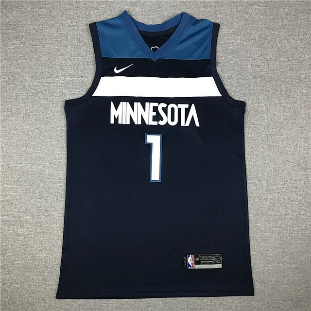 Nike Minnesota Timberwolves Anthony Edwards #1 Navy Blue Sans manches Col en V Jersey 2