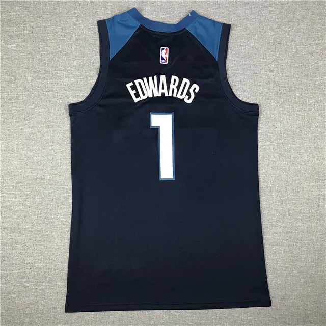 Nike Minnesota Timberwolves Anthony Edwards #1 Navy Blue Sans manches Col en V Jersey 3