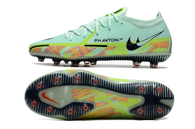 Nike Multicolor Green Low-Cut Sock-Fit Upper Abstract Graphic Print Firm-Ground Soccer Shoes 23