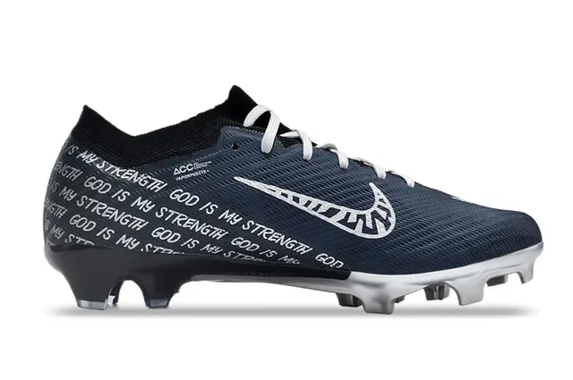 Nike Chaussures de football Navy White Low-Cut Flyknit Upper Molded Studs Firm-Ground 5