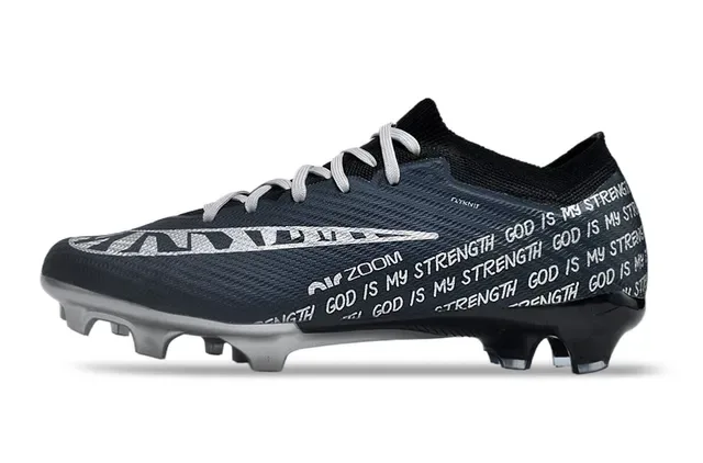 Nike Chaussures de football Navy White Low-Cut Flyknit Upper Molded Studs Firm-Ground 6
