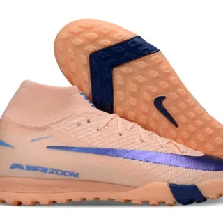 Nike Orange Blue Flyknit Upper Sock-Fit Collar Turf Soccer Shoes