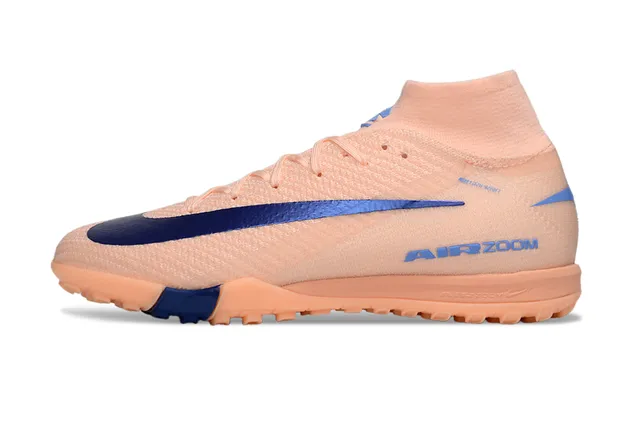 Nike Zapatillas de fútbol Turf con upper Flyknit en naranja y azul, cuello sock-fit 8