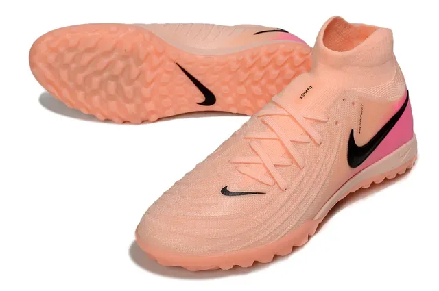 Nike Tênis de Futebol Laranja Rosa Upper Knit Ajuste Meia Baixo Sola Turf 4