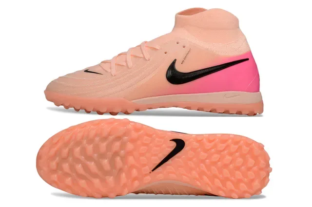 Nike Tênis de Futebol Laranja Rosa Upper Knit Ajuste Meia Baixo Sola Turf 6
