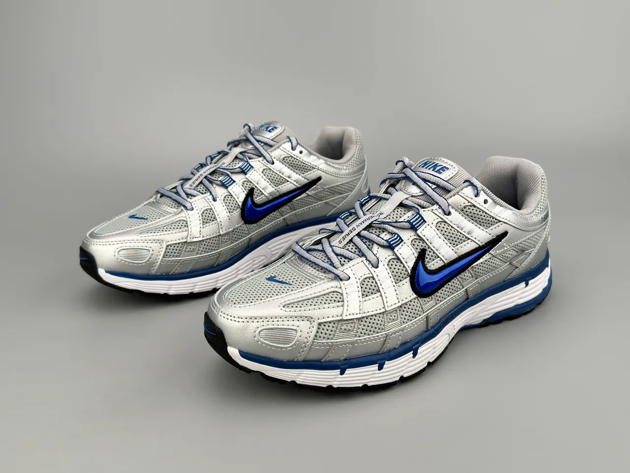 Nike P-6000 Silver and Blue Running Shoes 7