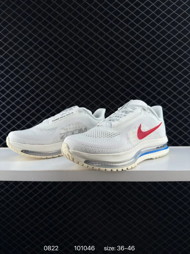Nike Pegasus Premium White Red Low-Top Engineered Mesh Upper Running Shoes 2