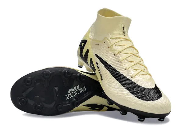 Nike Phantom GT Beige Black High-Cut Knit Collar Asymmetric Lacing Firm-Ground Soccer Shoes 2