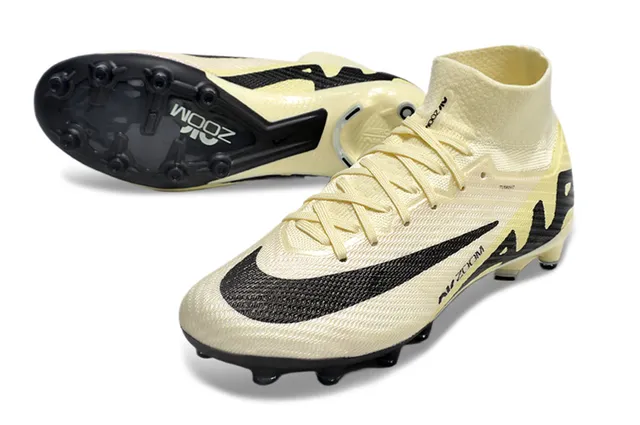 Nike Phantom GT Beige Black High-Cut Knit Collar Asymmetric Lacing Firm-Ground Soccer Shoes 3