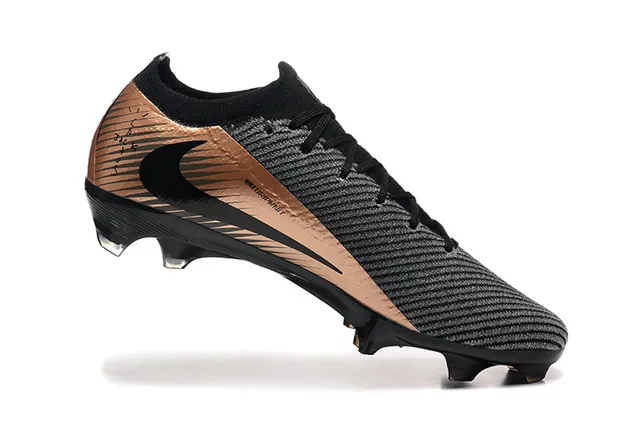 Nike Phantom GT Black Brown Knit Upper Metallic Copper Accents Firm-Ground Soccer Shoes 3