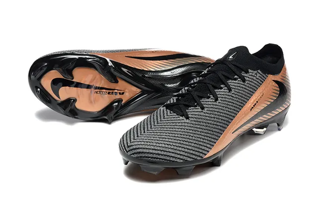 Nike Phantom GT Black Brown Knit Upper Metallic Copper Accents Firm-Ground Soccer Shoes 6