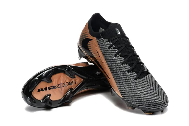 Nike Phantom GT Black Brown Knit Upper Metallic Copper Accents Firm-Ground Soccer Shoes 7