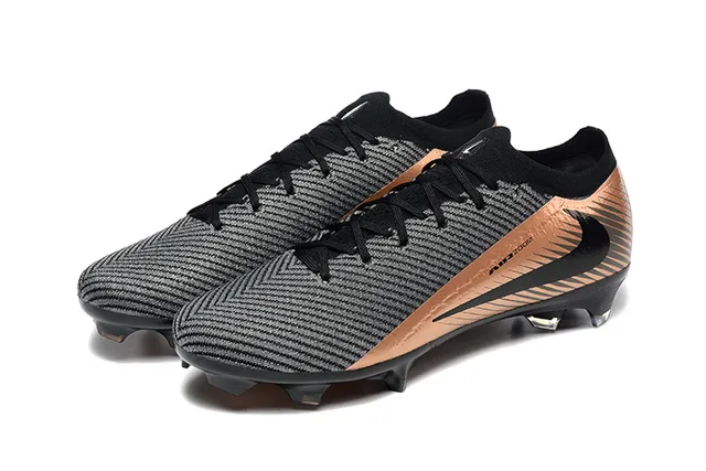 Nike Phantom GT Black Brown Knit Upper Metallic Copper Accents Firm-Ground Soccer Shoes 8