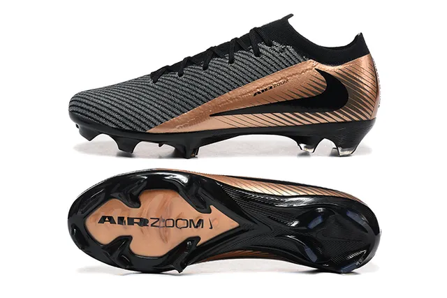 Nike Phantom GT Black Brown Knit Upper Metallic Copper Accents Firm-Ground Soccer Shoes 9