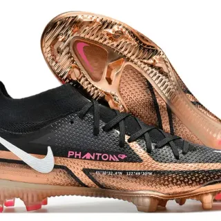 Nike Phantom GT Black Gold High-Cut Knit Collar Asymmetric Lacing Firm-Ground Soccer Shoes